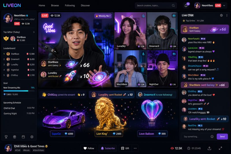 福利姬实时直播互动界面,创作者与粉丝零距离实时交流